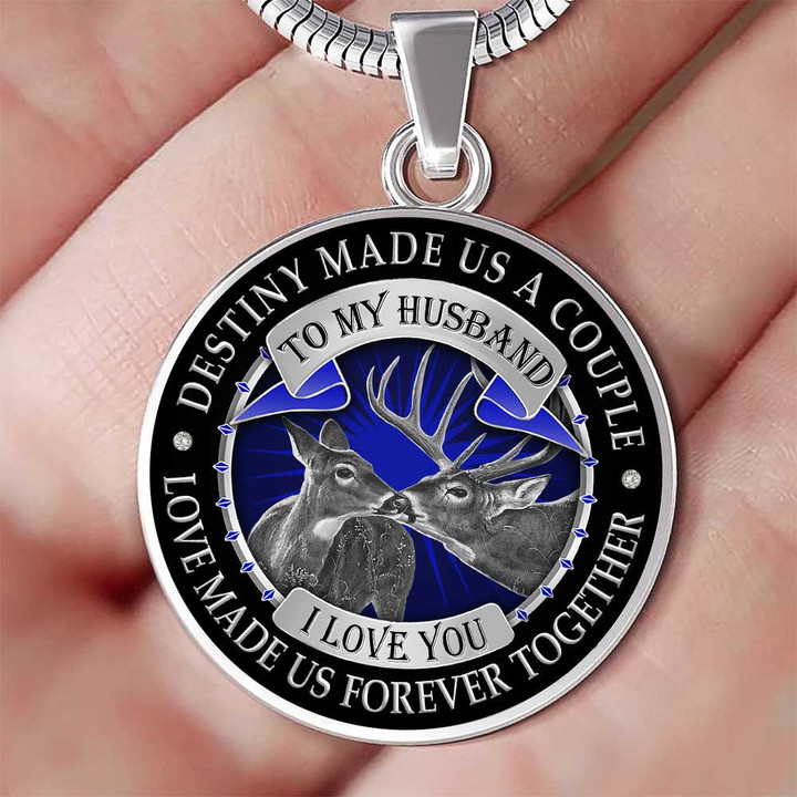 To My Husband Destiny Made Us A Couple Love Made Us Forever Together Deer Necklace PHT Jewelry ShineOn Fulfillment Luxury Necklace (Silver)