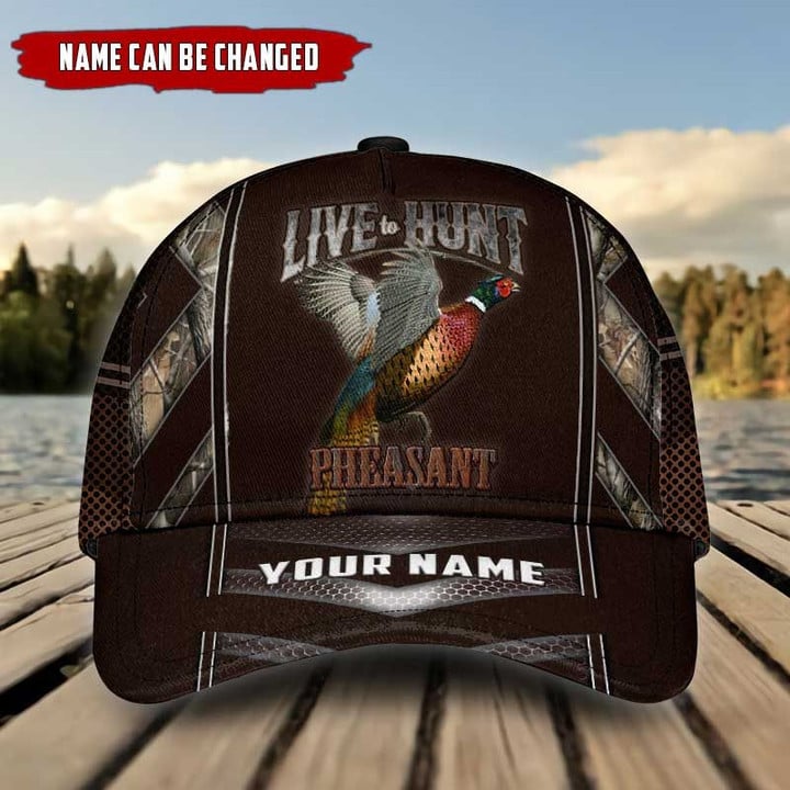 LIVE TO HUNT PHEASANT HUNTING CAMO PERSONALIZED CAP