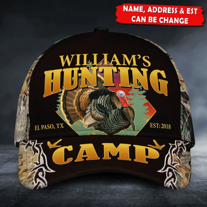 Personalized Name, Addrees, Est Turkey Hunting Camp Classic Caps