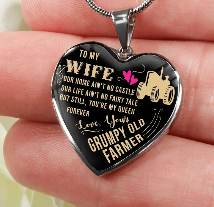 To My Wife | Grumpy Old Farmer | Necklace PHT Jewelry ShineOn Fulfillment Luxury Necklace (Silver) No