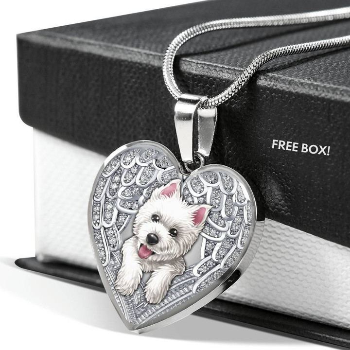 WEST HIGHLAND WHITE TERRIER Heart Necklace PM-18DT003 Jewelry ShineOn Fulfillment Luxury Necklace (Silver) No