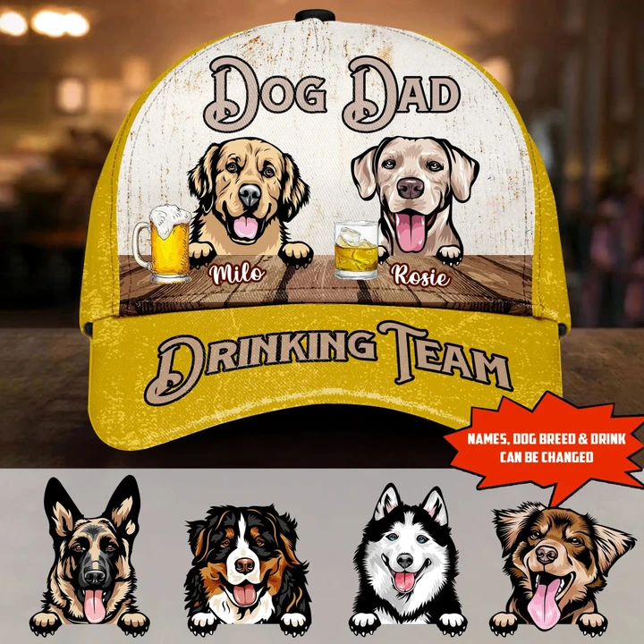 Personalized Dog Dad Drinking team Classic Caps nla-30nq023