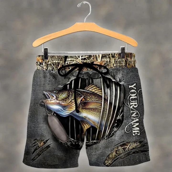 WALLEYE FISHING CAMO PERSONALIZED 3D Short Pant Full Printing