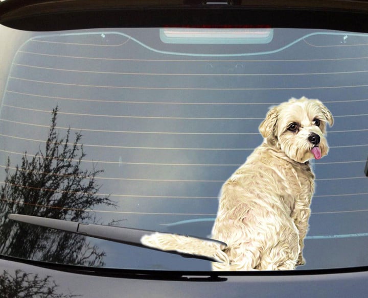 Bichon Dog with a wagging tail Funny Sticker Sticker PodEz Bichon