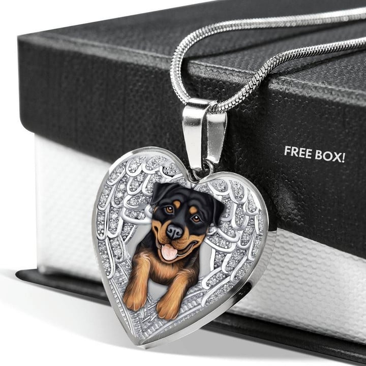 ROTTWEILER Heart Necklace PM-18CT Jewelry ShineOn Fulfillment Luxury Necklace (Silver) No