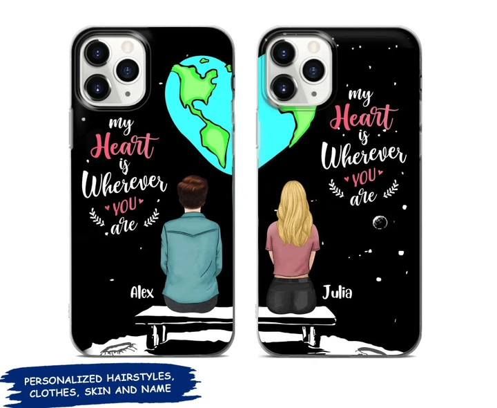 Personalized Couple MY HEART IS WHERE YOU ARE Phonecase DHL-24TQ016