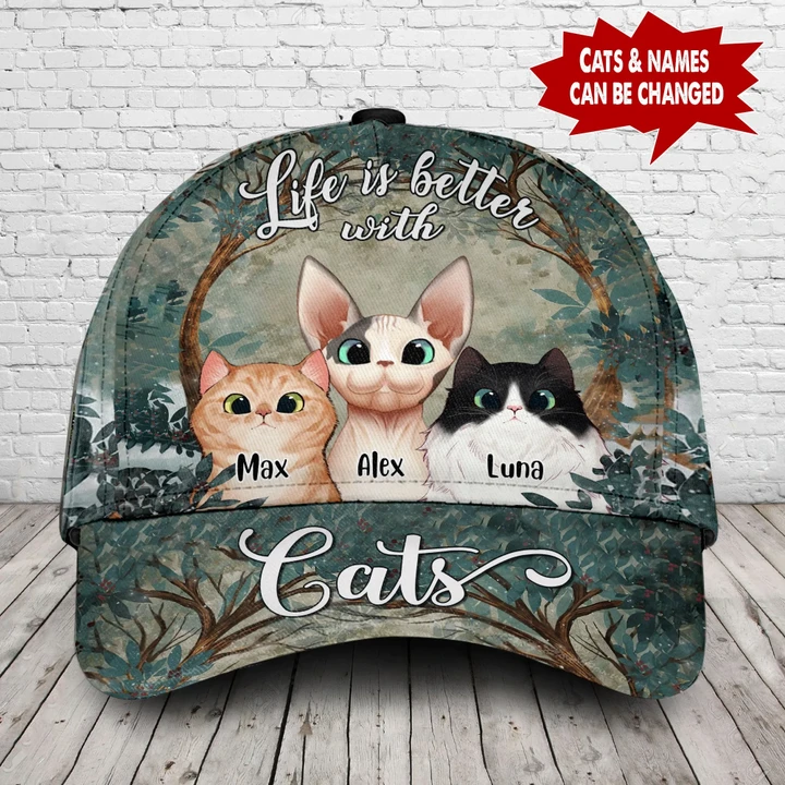 Life is better with Cats Personalized Cap nla-30tt003