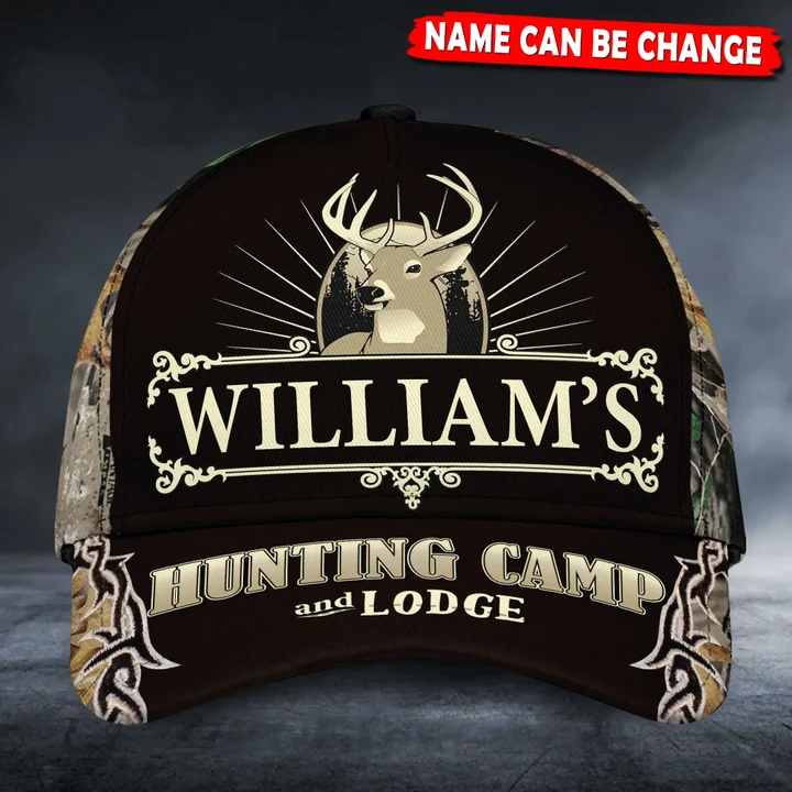 Personalized Name Deer Hunting Camp & Lodge Classic Caps