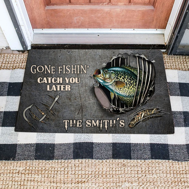 GONE FISHIN' CATCH YOU LATER CRAPPIE PERSONALIZED Doormat Full Printing