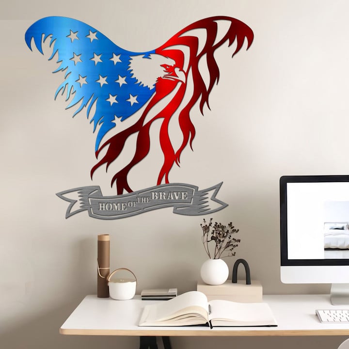 USA Flag Bald Eagle Cut Metal Sign tdh | hqt-49CT01