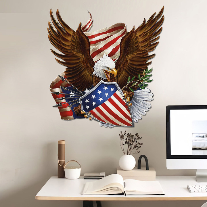 USA Flag Bald Eagle Cut Metal Sign tdh | hqt-49CT06