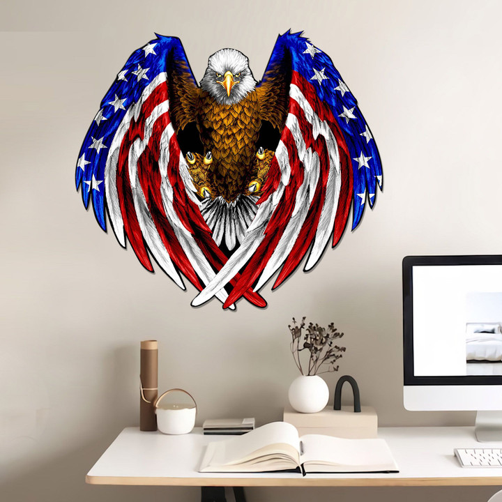 USA Flag Bald Eagle Cut Metal Sign tdh | hqt-49CT10