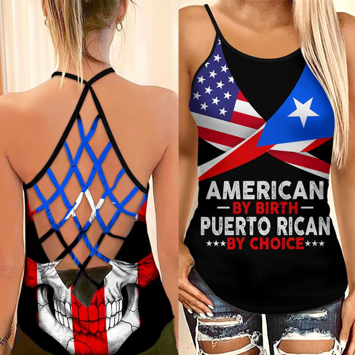 American By Birth Puerto Rican By Choice Woman Cross Tank Top HTT14JUN21XT2