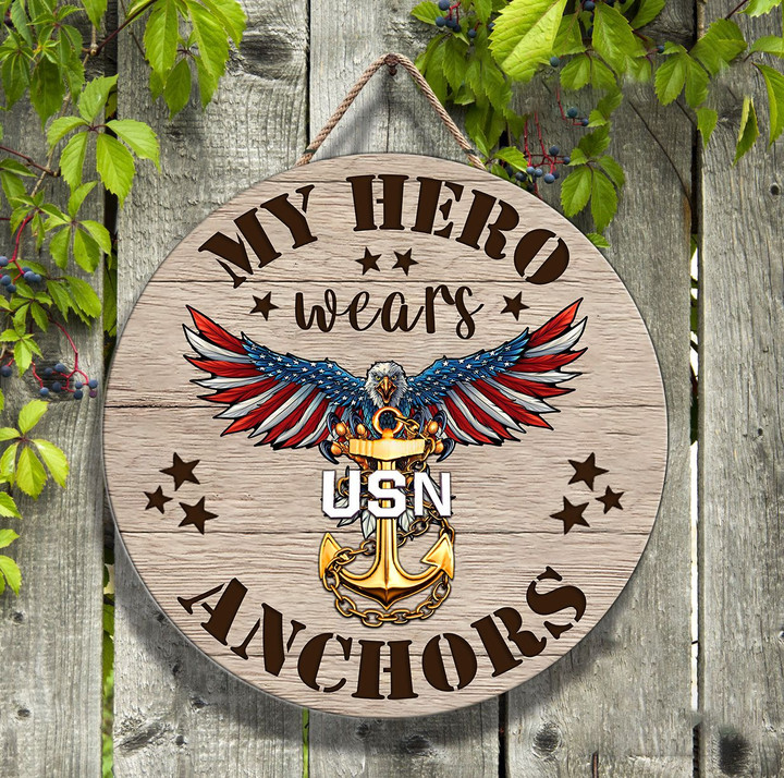 My Hero Wears Anchors Wood Sign HTT15JUN21TT1