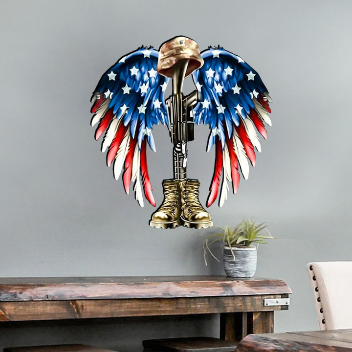 US Veteran Eagle Flag Cut Metal Sign HTT16JUN21XT1
