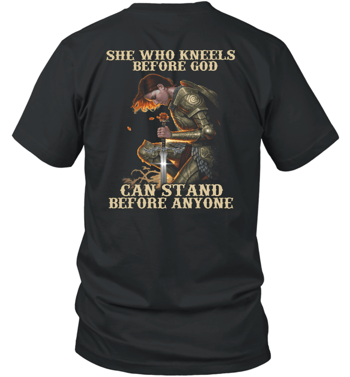 She Who Kneels Before God Can Stand Before Anyone Knight Templar Tshirt