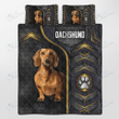 DACHSHUND Quilt Bedding Set Carbon Love [ID3-N] | Quilt, 2 Pillow covers, Comforter, Bed Sheet Set