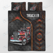 TRUCKER Quilt Bedding Set Carbon Pattern [ID3-D] | Quilt, 2 Pillow covers, Comforter, Bed Sheet Set, Trucker Gifts, Trucker Bedspread