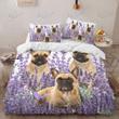 FRENCH BULLDOG Bedding Set Purple Flower [ID3-D] | Duvet cover, 2 Pillow Shams, Comforter, Bed Sheet