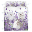 Persian Cat Bedding Set Purple Flower [ID3-T] | Duvet cover, 2 Pillow Shams, Cat Comforter, Bed Sheet, Gift for cat lover