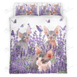 Sphynx Cat Bedding Set Purple Flower [ID3-P] | Duvet cover, 2 Pillow Shams, Comfortable, Cat lover Gift