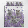British Shorthair Quilt Bedding Set Purple Flower [ID3-T] | Quilt, 2 Pillow covers, Comforter, Bed Sheet Set, Cat lover Gift