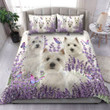 WEST HIGHLAND WHITE TERRIER Bedding Set Purple Flower [ID3-P] | Duvet cover, 2 Pillow Shams