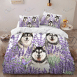 ALASKAN MALAMUTE Bedding Set Purple Flower [ID3-D] | Duvet cover, 2 Pillow Shams, Comforter, Bed Sheet