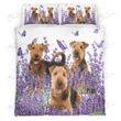 AIREDALE TERRIER Bedding Set Purple Flower [ID3] | Duvet cover, 2 Pillow Shams, Comforter, Bed Sheet