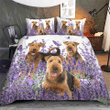 AIREDALE TERRIER Bedding Set Purple Flower [ID3] | Duvet cover, 2 Pillow Shams, Comforter, Bed Sheet