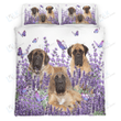 ENGLISH MASTIFF Bedding Set Purple Flower [ID3] | Duvet cover, 2 Pillow Shams, Comforter, Bed Sheet