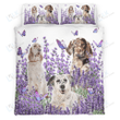 ENGLISH SETTER  Bedding Set Purple Flower [ID3-N] | Duvet cover, 2 Pillow Shams, Comforter, Bed Sheet