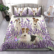 WIRE FOX TERRIER Bedding Set Purple Flower [ID3-N] | Duvet cover, 2 Pillow Shams, Comforter, Bed Sheet