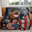 ROTTWEILER Blanket Flower Proud American [ID3-N] | | Gifts Dog Cat Lovers, Sherpa Fleece Blanket Throw, Home & Living