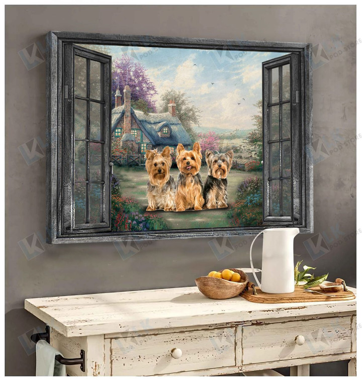 YORKSHIRE - CANVAS Window [ID3-B] | Framed, Best Gift, Pet Lover, Housewarming, Wall Art Print, Home Decor