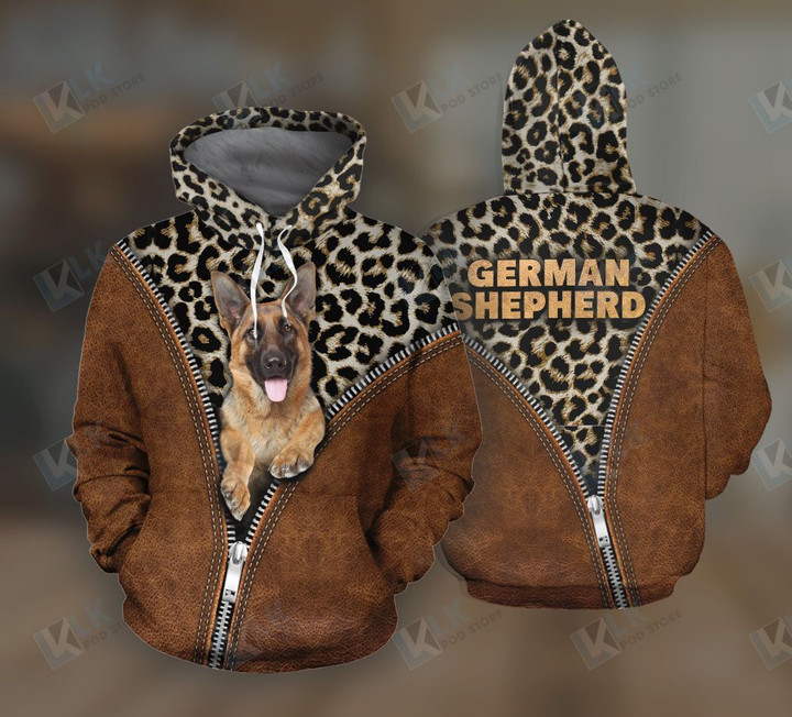 GERMAN SHEPHERD - HOODIE Zipper Leopard [ID3-P]