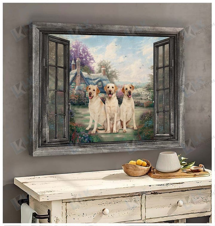 LABRADOR - CANVAS Window V2 [ID3-B] | Framed, Best Gift, Pet Lover, Housewarming, Wall Art Print, Home Decor