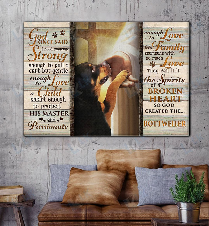 ROTTWEILER - CANVAS God Once Said V2 [ID3-D] | Framed, Best Gift, Pet Lover, Housewarming, Wall Art Print, Home Decor