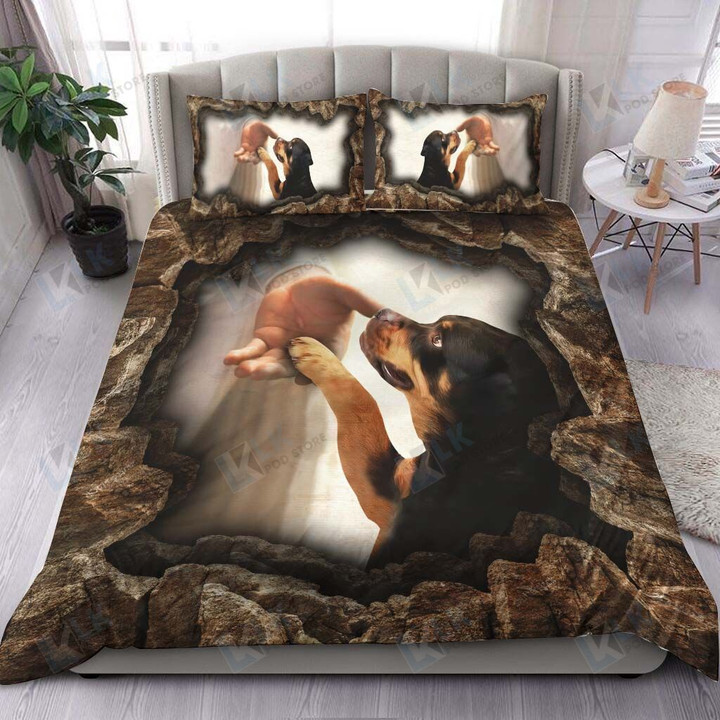 ROTTWEILER Bedding Set Hand God Stone [ID3-T] | Duvet cover, 2 Pillow Shams, Comforter, Bed Sheet