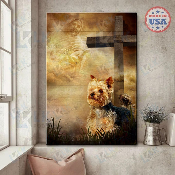 YORKSHIRE - CANVAS DOG Looking Up [ID3-D] | Framed, Best Gift, Pet Lover, Housewarming, Wall Art Print, Home Decor