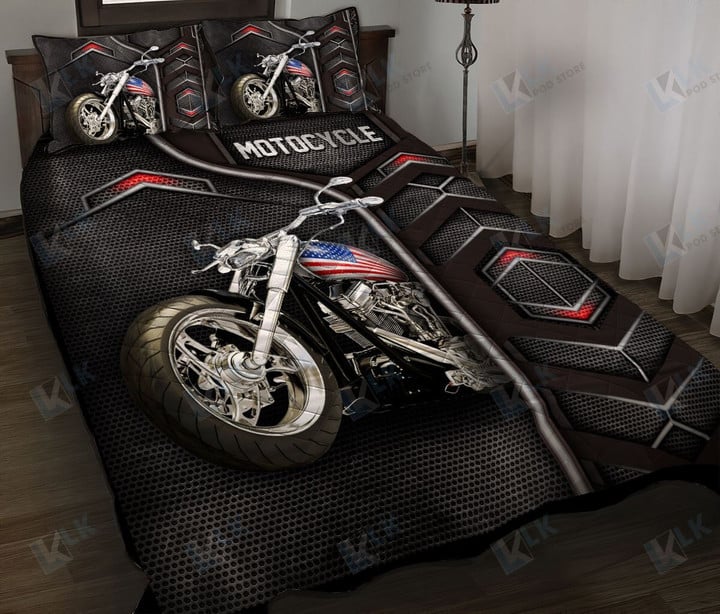 MOTOCYCLE Quilt Bedding Set Carbon Pattern [ID3-D] | Quilt, 2 Pillow covers, Comforter, Bed Sheet Set