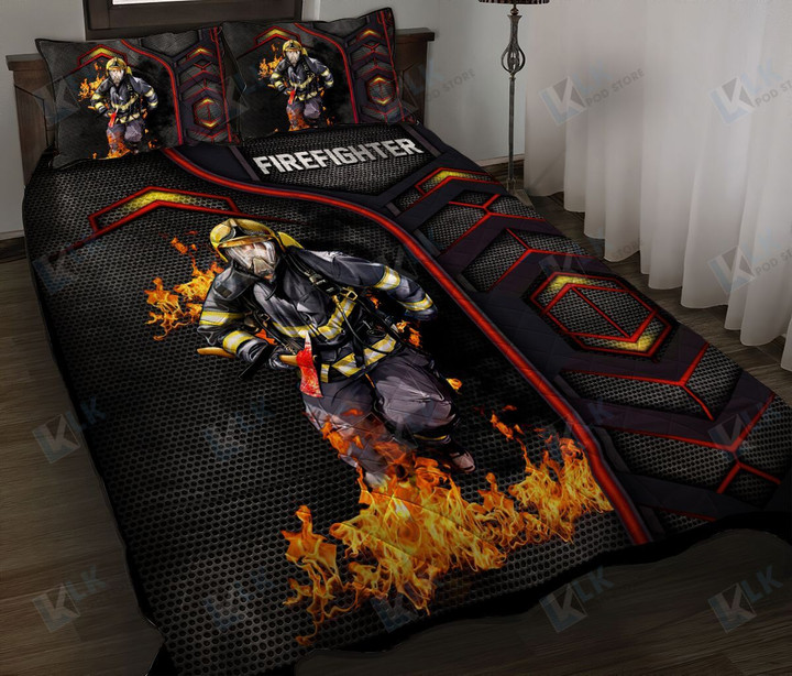 FIREFIGHTER Quilt Bedding Set Carbon Pattern 07 [ID3-D] | Quilt, 2 Pillow covers, Comforter, Bed Sheet Set