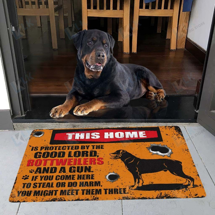 ROTTWEILER - DOOR MAT IS Protected By The Good Lord [ID3-T]