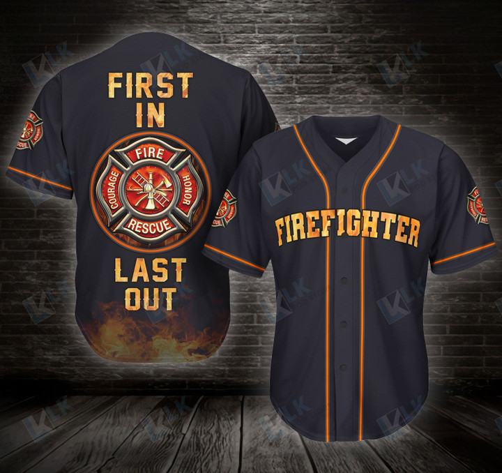 FIREFIGHTER - BASEBALL JERSEY First In Last Out [ID3-D]