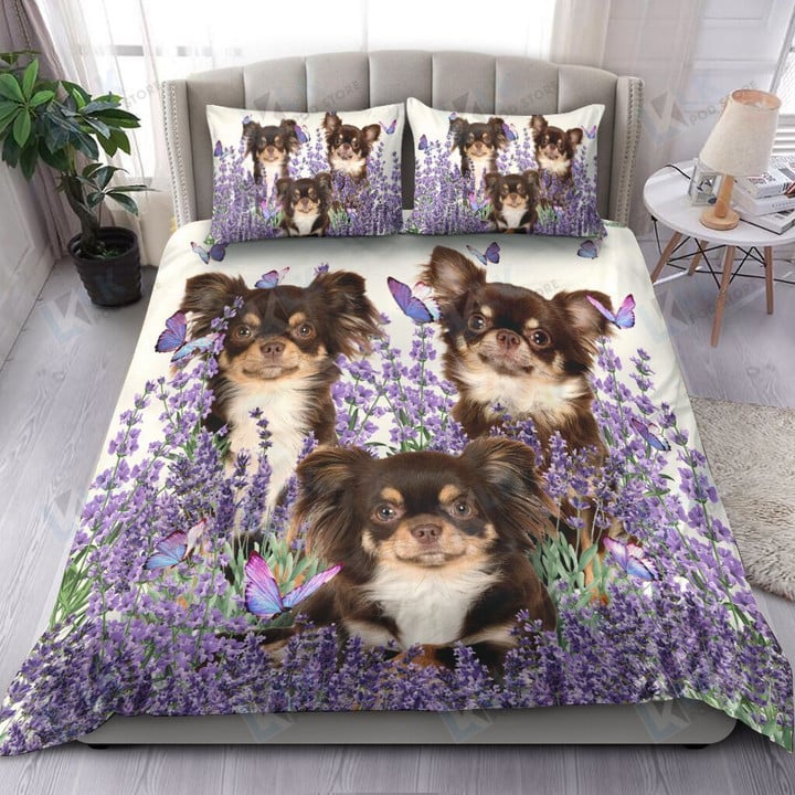 CHIHUAHUA Bedding Set Purple Flower [ID3-D] | Duvet cover, 2 Pillow Shams, Comforter, Bed Sheet