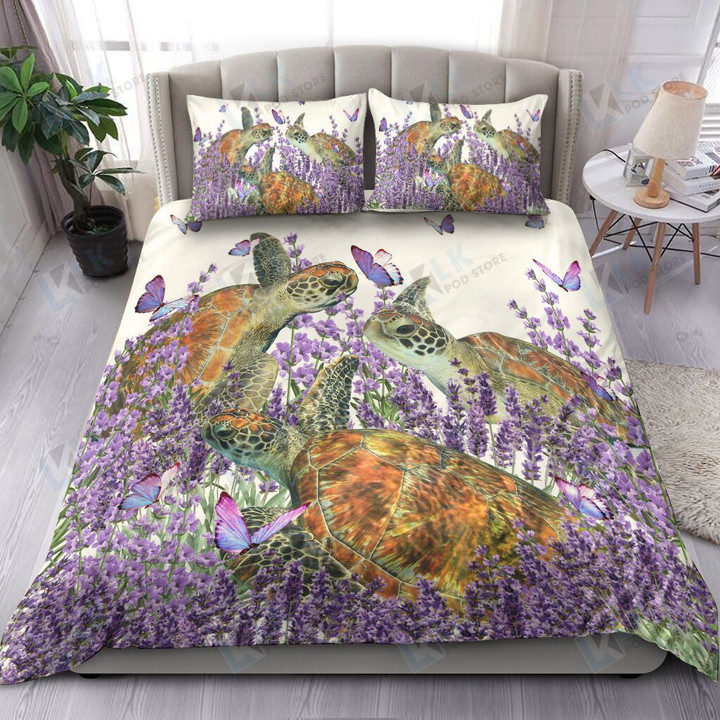TURTLE Bedding Set Purple Flower 2 [ID3-K] | Duvet cover, 2 Pillow Shams, Comforter, Bed Sheet
