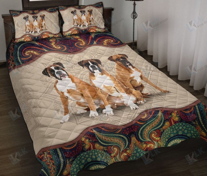 BOXER Quilt Bedding Set Abastract Mandala [11-D] | Quilt, 2 Pillow covers, Comforter, Bed Sheet Set