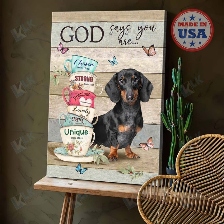 DACHSHUND - CANVAS God Says You Are [ID3-T] | Framed, Best Gift, Pet Lover, Housewarming, Wall Art Print, Home Decor