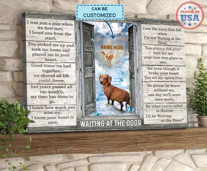 Dachshund - CANVAS CUSTOM Waiting At The Door 2 [ID3-T] | Framed, Best Gift, Pet Lover, Housewarming, Wall Art Print, Home Decor