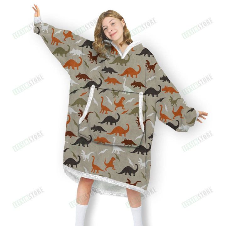 Colorful Dinosaurs Oversized Hoodie 3D Apparel